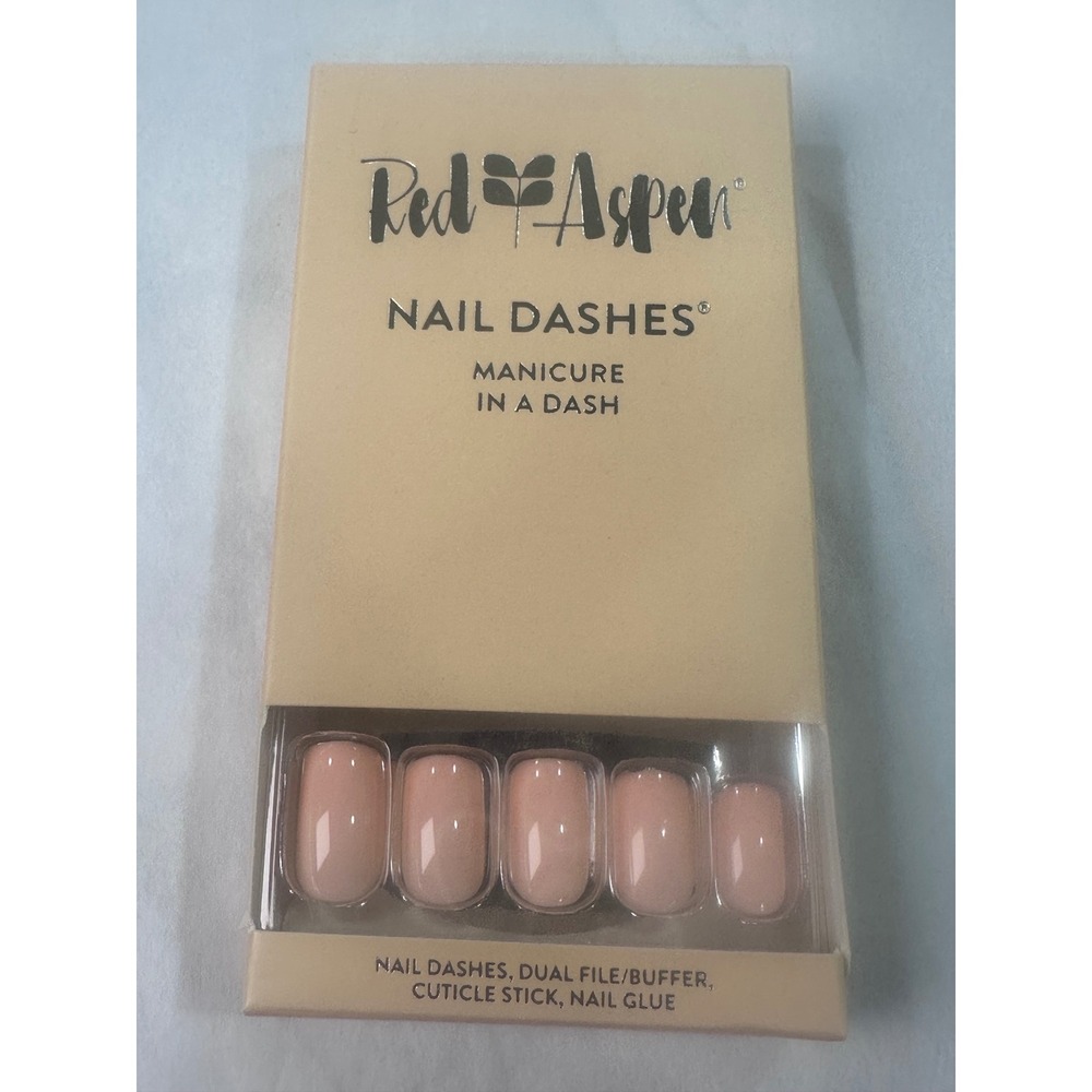 Red Aspen Nail Dashes One In A Milly Short Square Pink Nude Press On Manicure